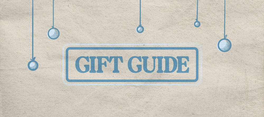 A gift guide with stars on a white background.