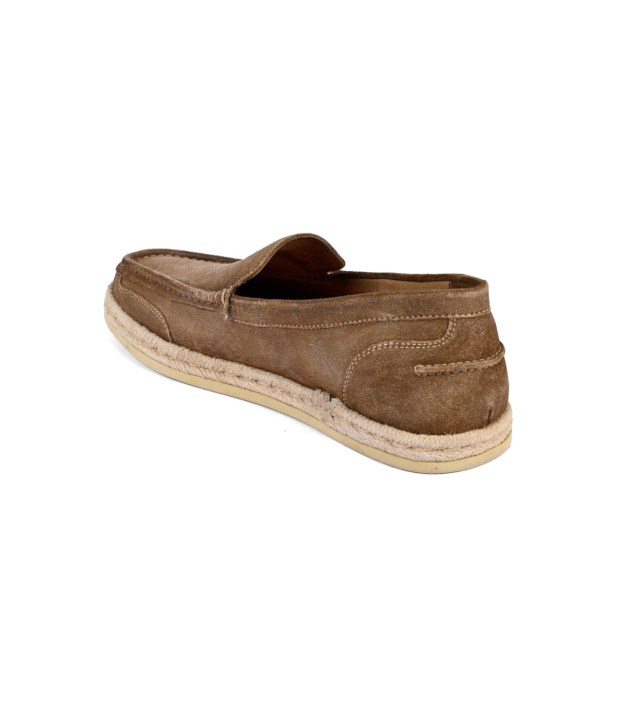 
                  
                    The Roan Kaboom premium suede slip-on loafer boasts a brown finish with a light tan sole, elegantly photographed from the back. Ideal for smart-casual occasions.
                  
                