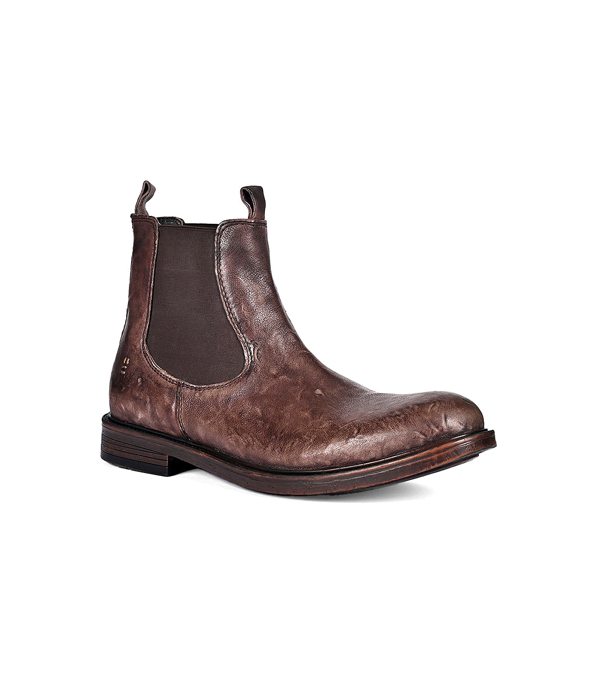 Men’s brown Chelsea leather boots with side goring, profile view