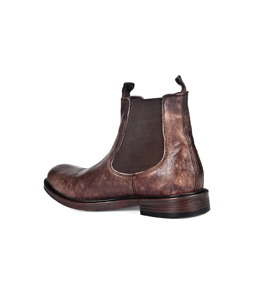 
                  
                    Men’s brown Chelsea leather boot with side goring, back view
                  
                